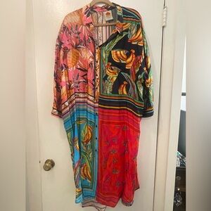 FARM RIO SCARF SHIRT DRESS SIZE L BUTTON DOWN